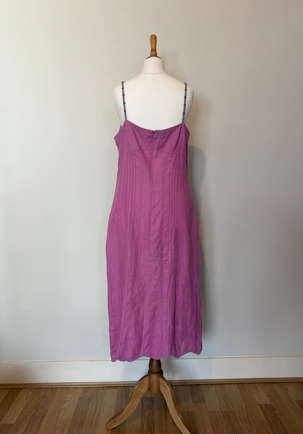 Pink midi dress with beaded straps