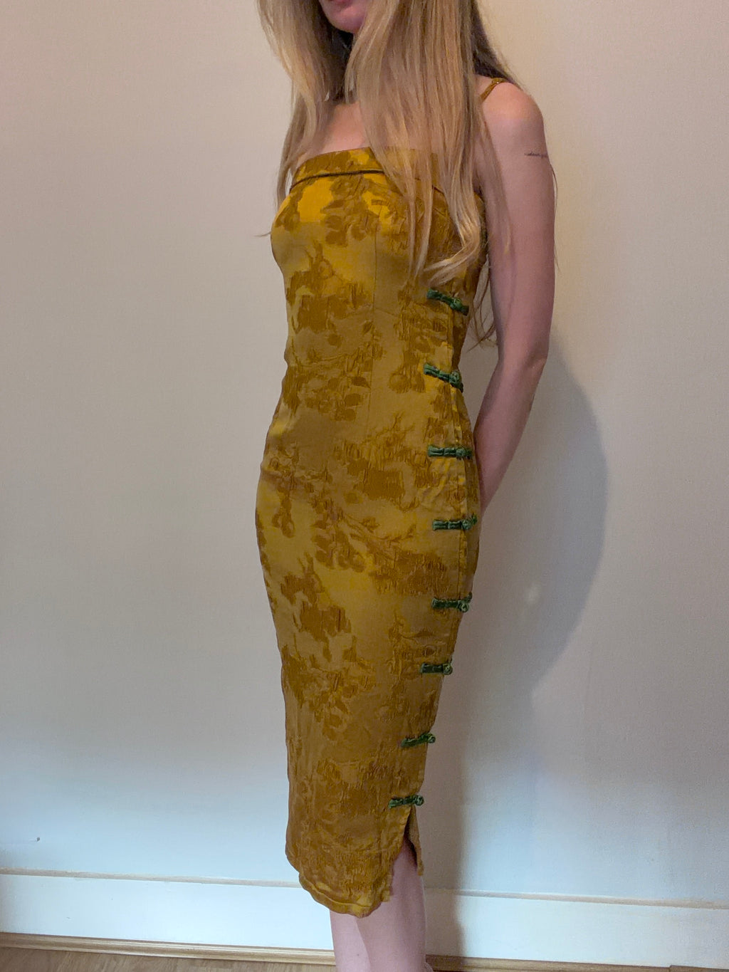 Mustard yellow midi dress