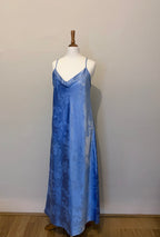 Blue floral print slip dress