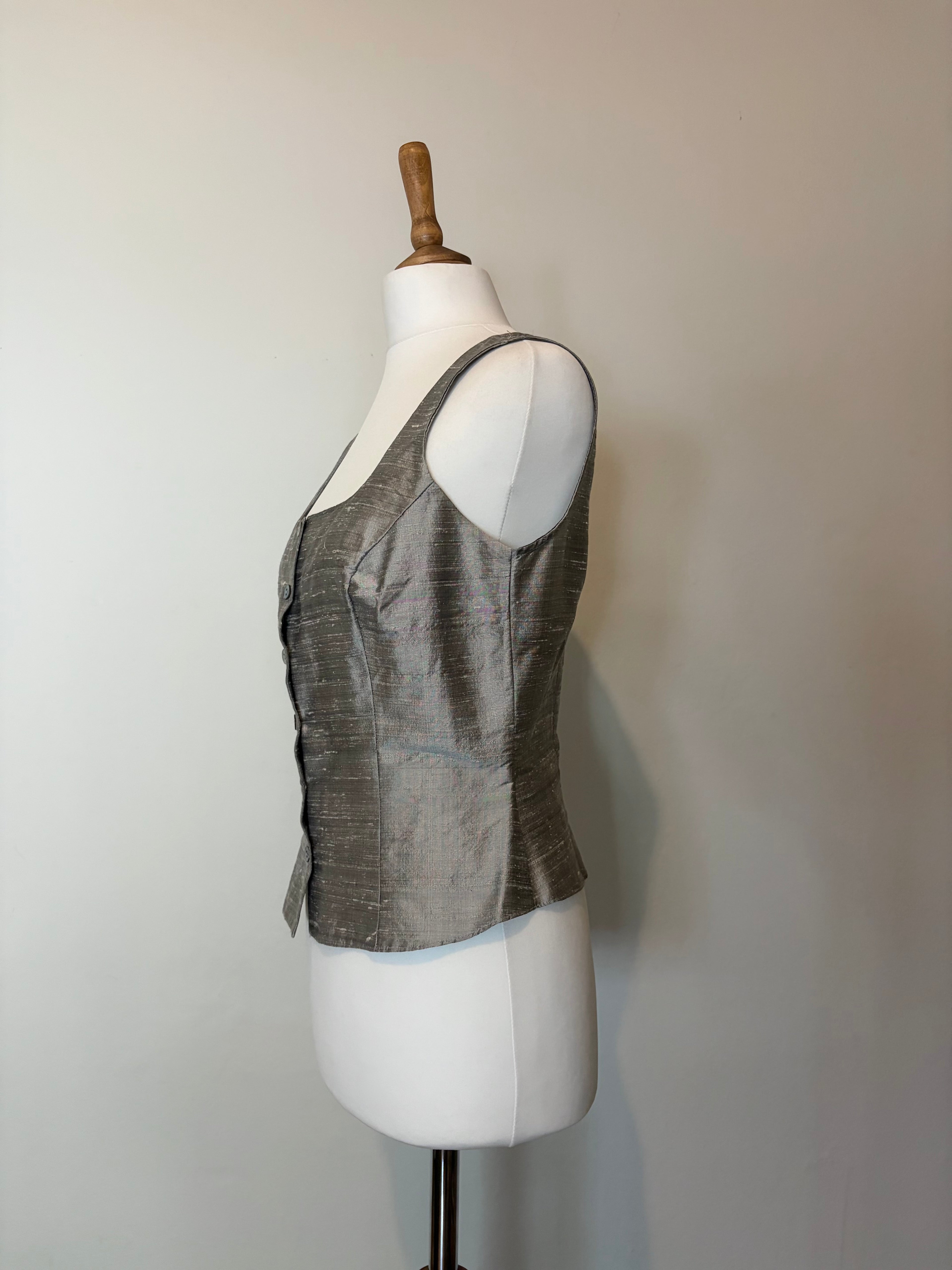 100% silk silver top