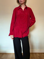 Red 100% cupro shirt with button detail