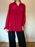 Red 100% cupro shirt with button detail