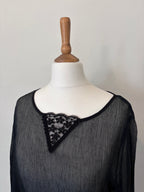 Black sheer lace detail top