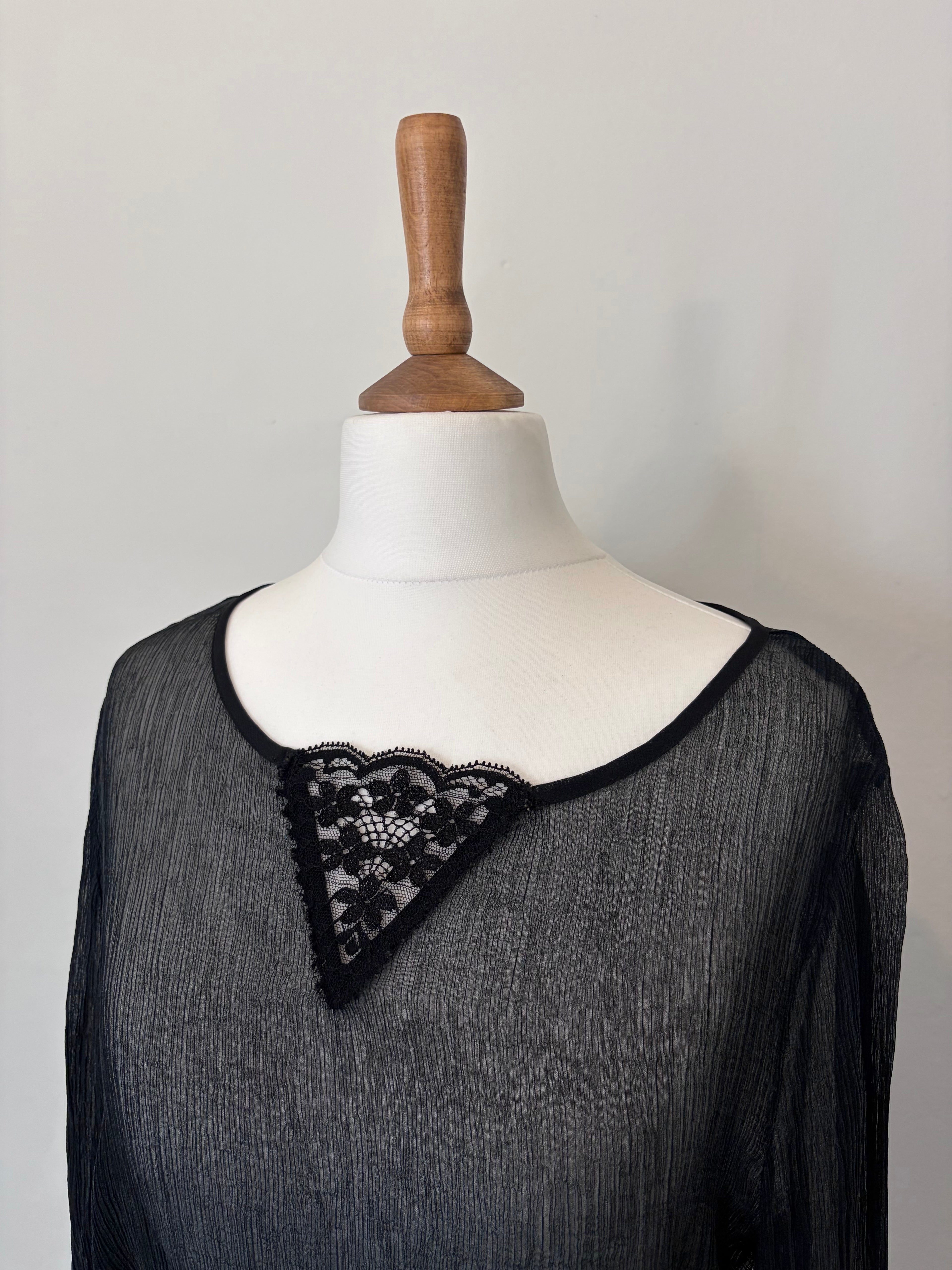 Black sheer lace detail top