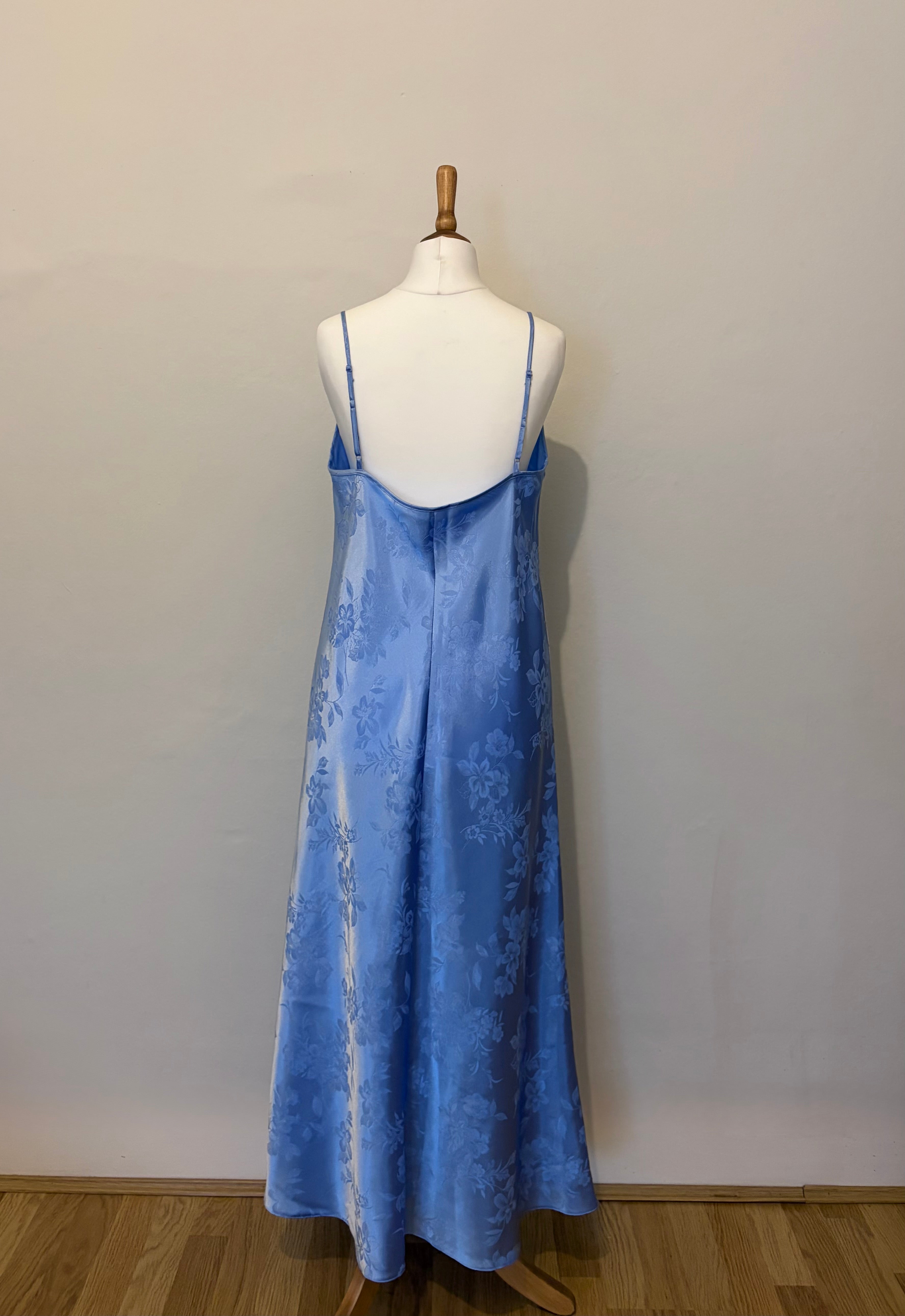 Blue floral print slip dress