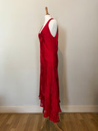 Red silk-blend midi dress