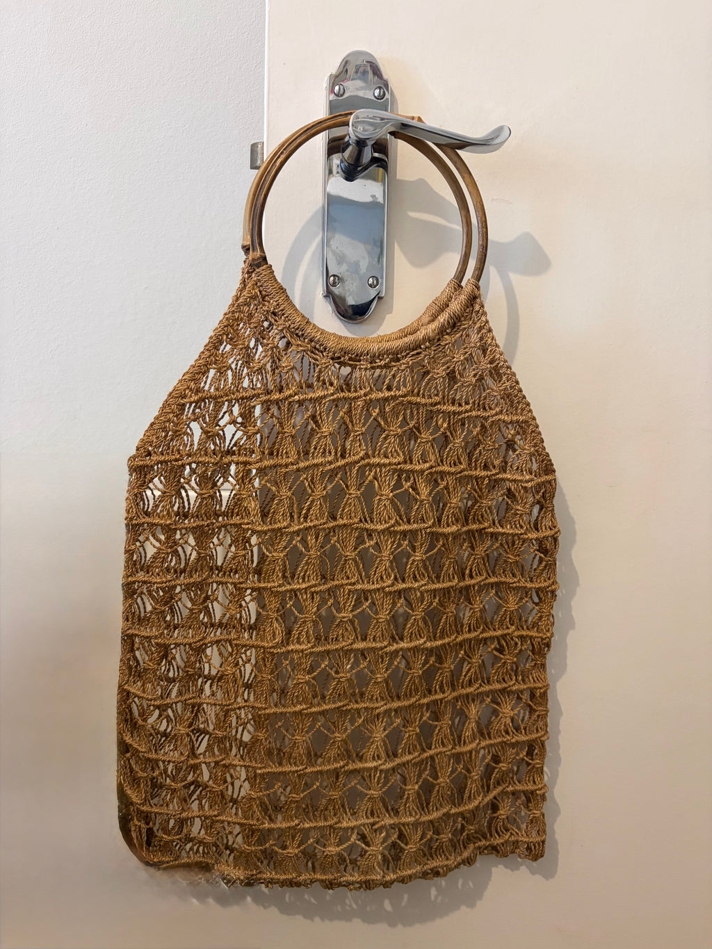 Vintage 70s bamboo woven bag