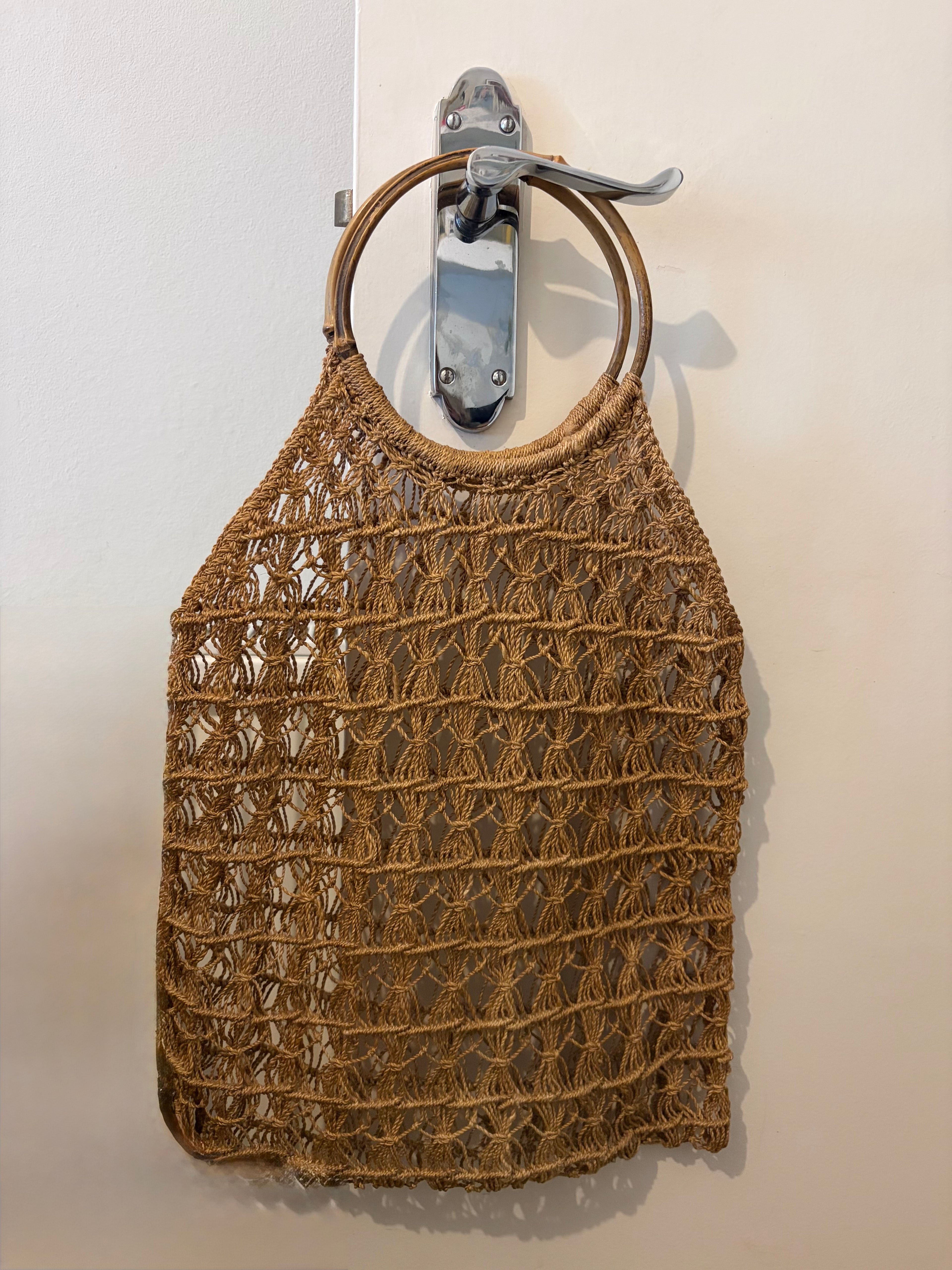 Vintage 70s bamboo woven bag
