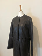 2000s long leather coat