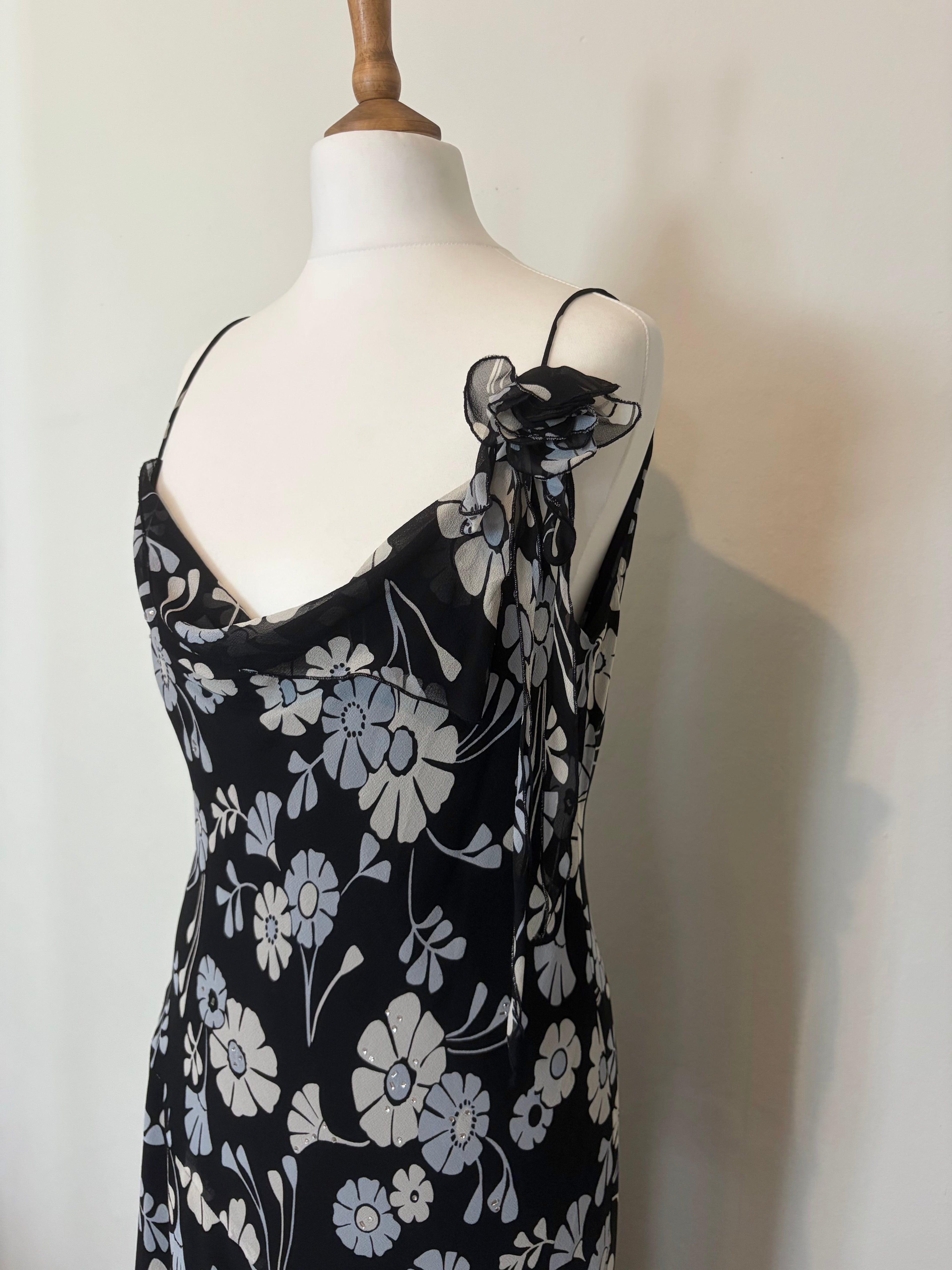 100% silk floral dress with matching scarf