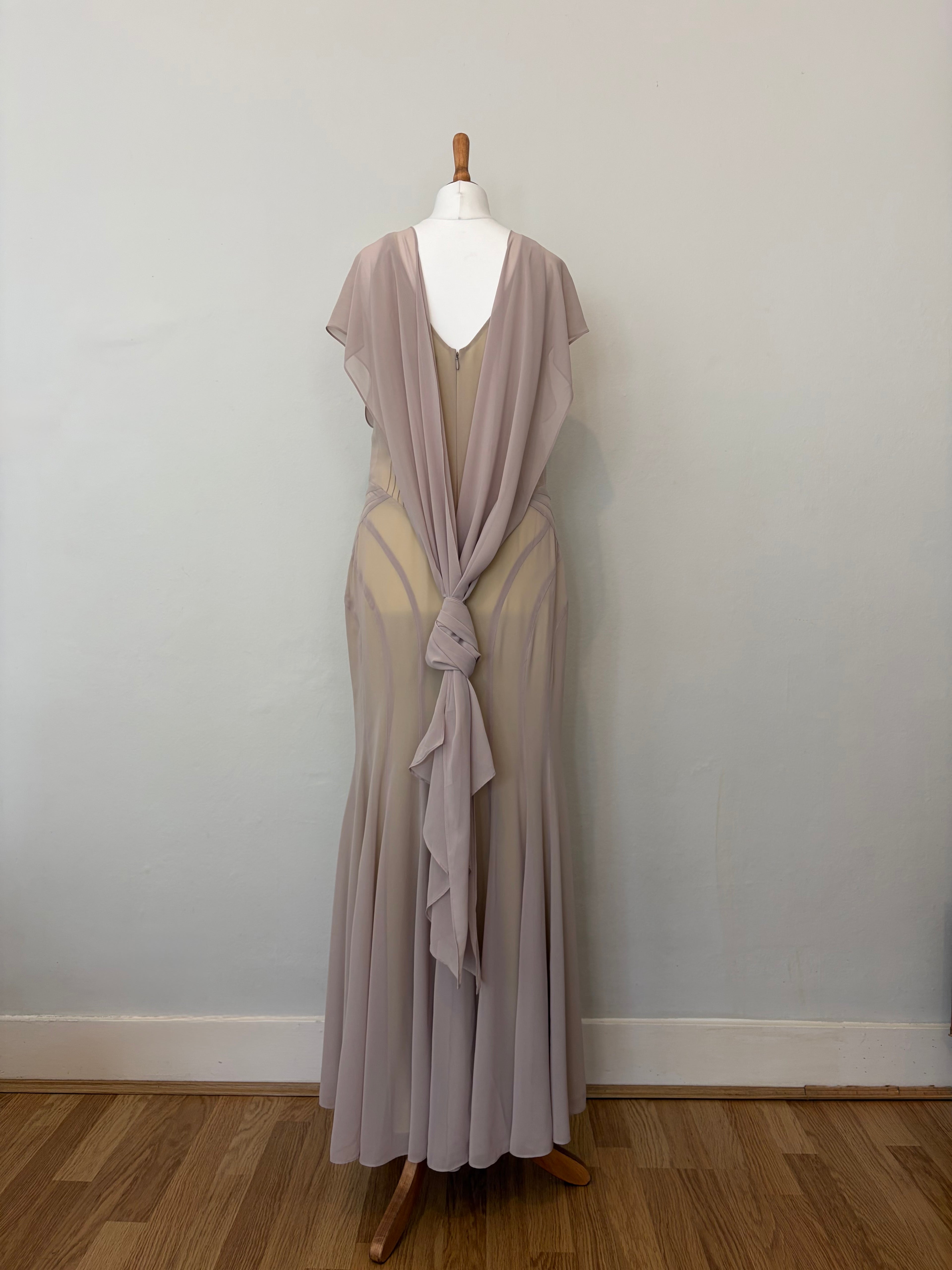 Sheer overlay dress with scarf