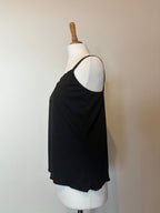Black camisole top with sheer detail