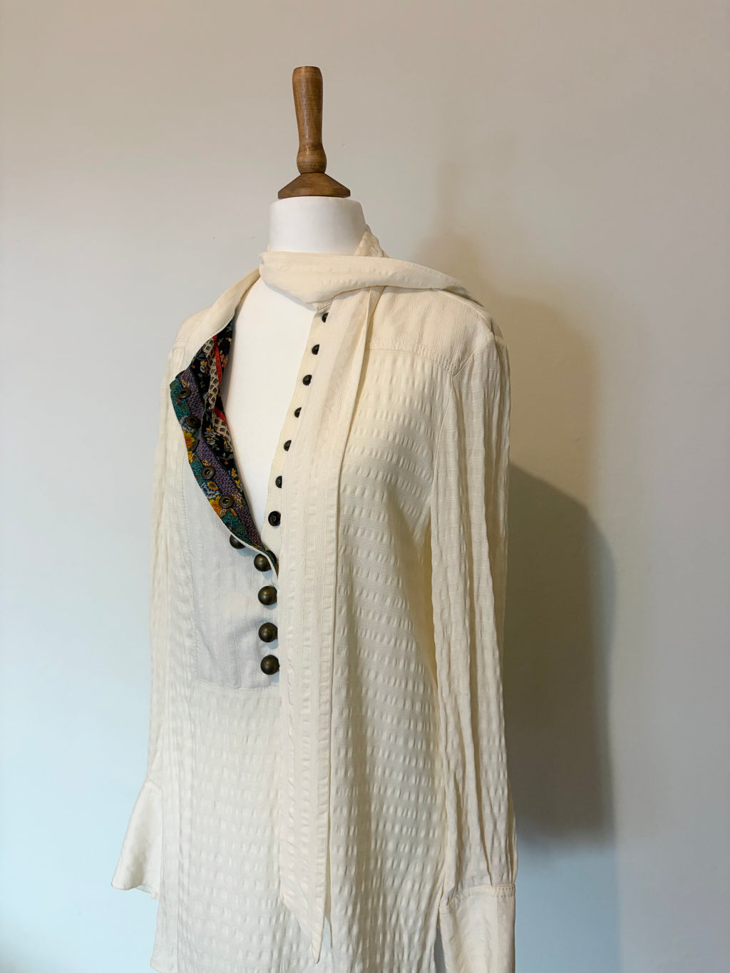 2000's white boho top with scarf