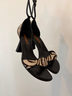 Pony hair zebra print heels