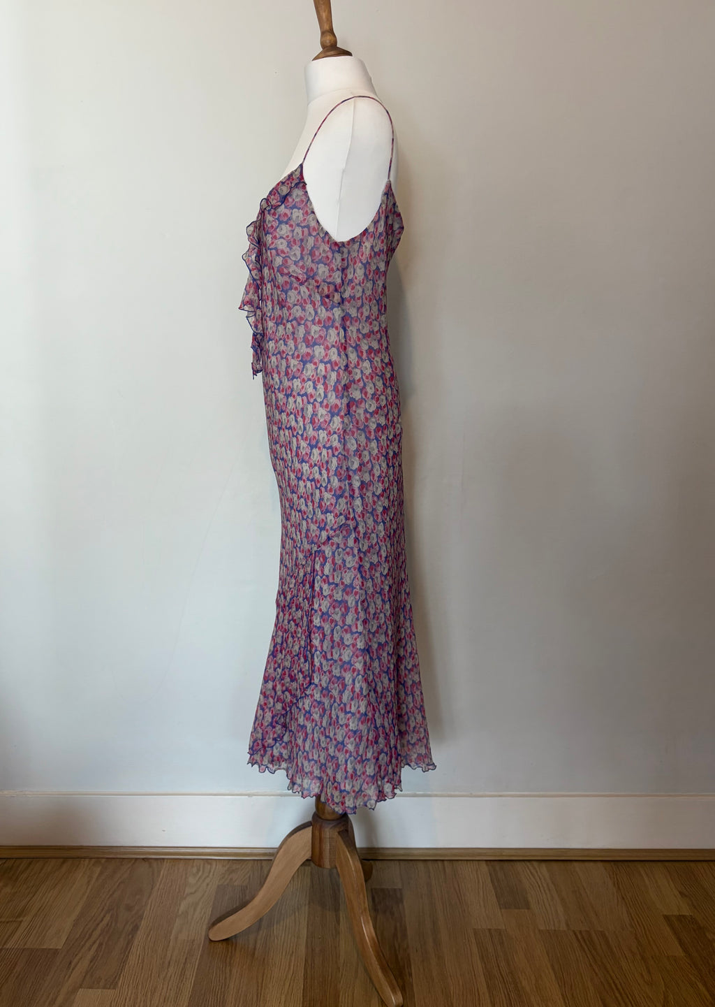 100% silk dress with ruffle detail