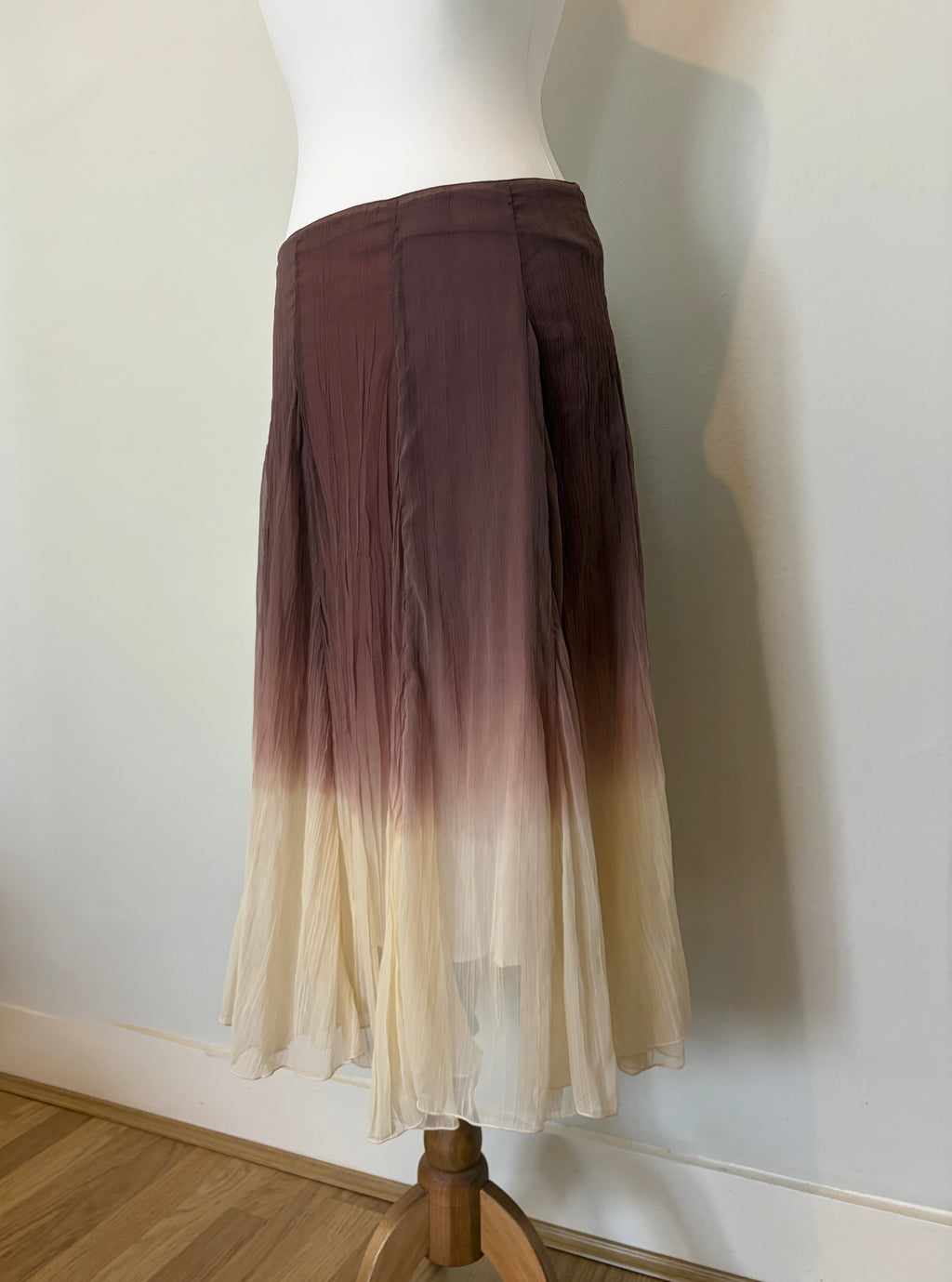 Ombre pleated midi skirt