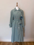 Blue belted trench coat