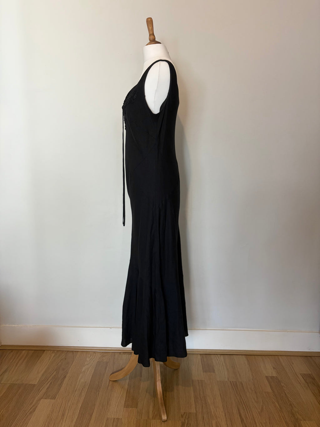 Black linen midi dress