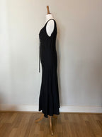 Black linen midi dress