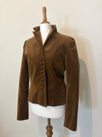 Brown button-up velvet jacket