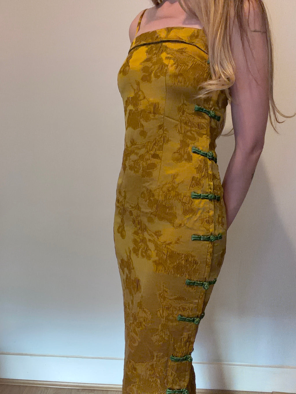 Mustard yellow midi dress