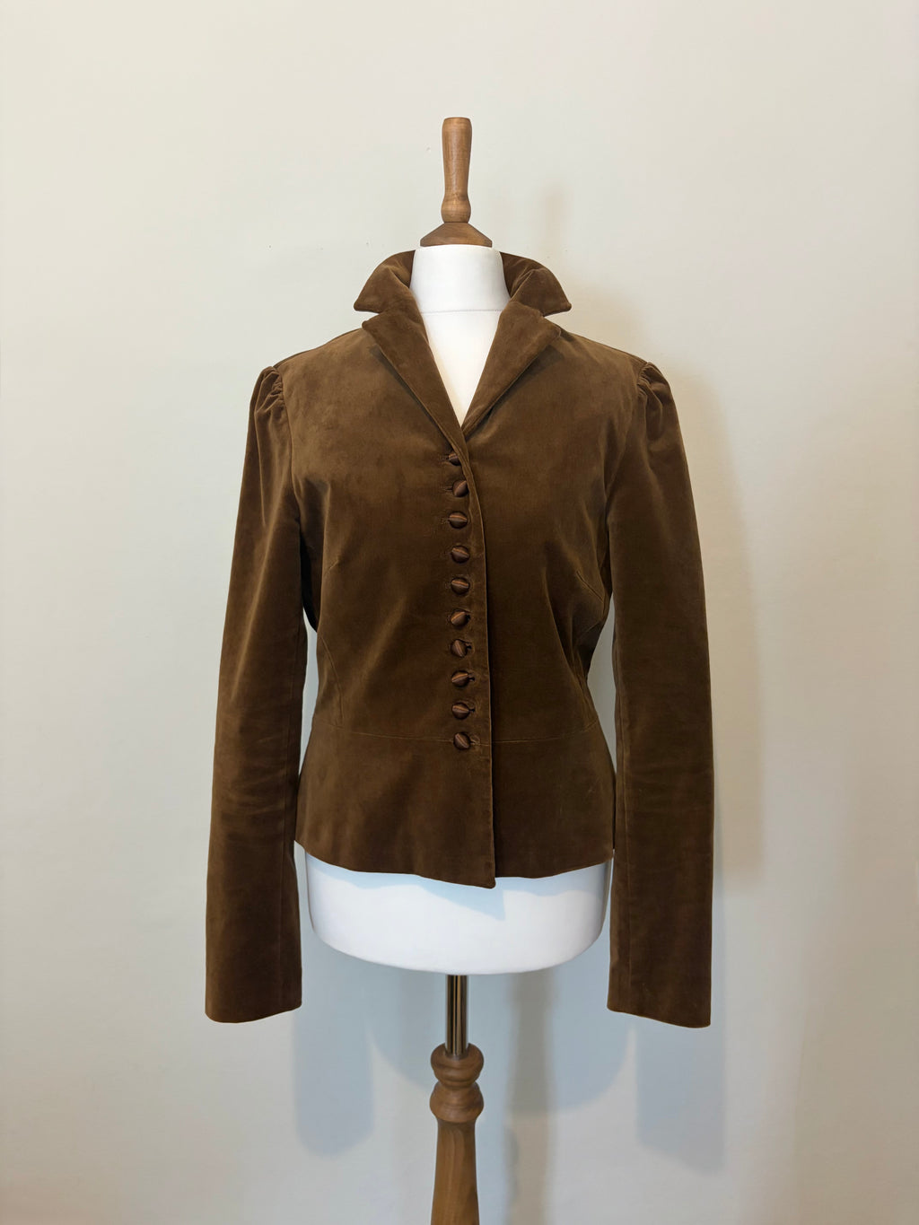 Brown button-up velvet jacket