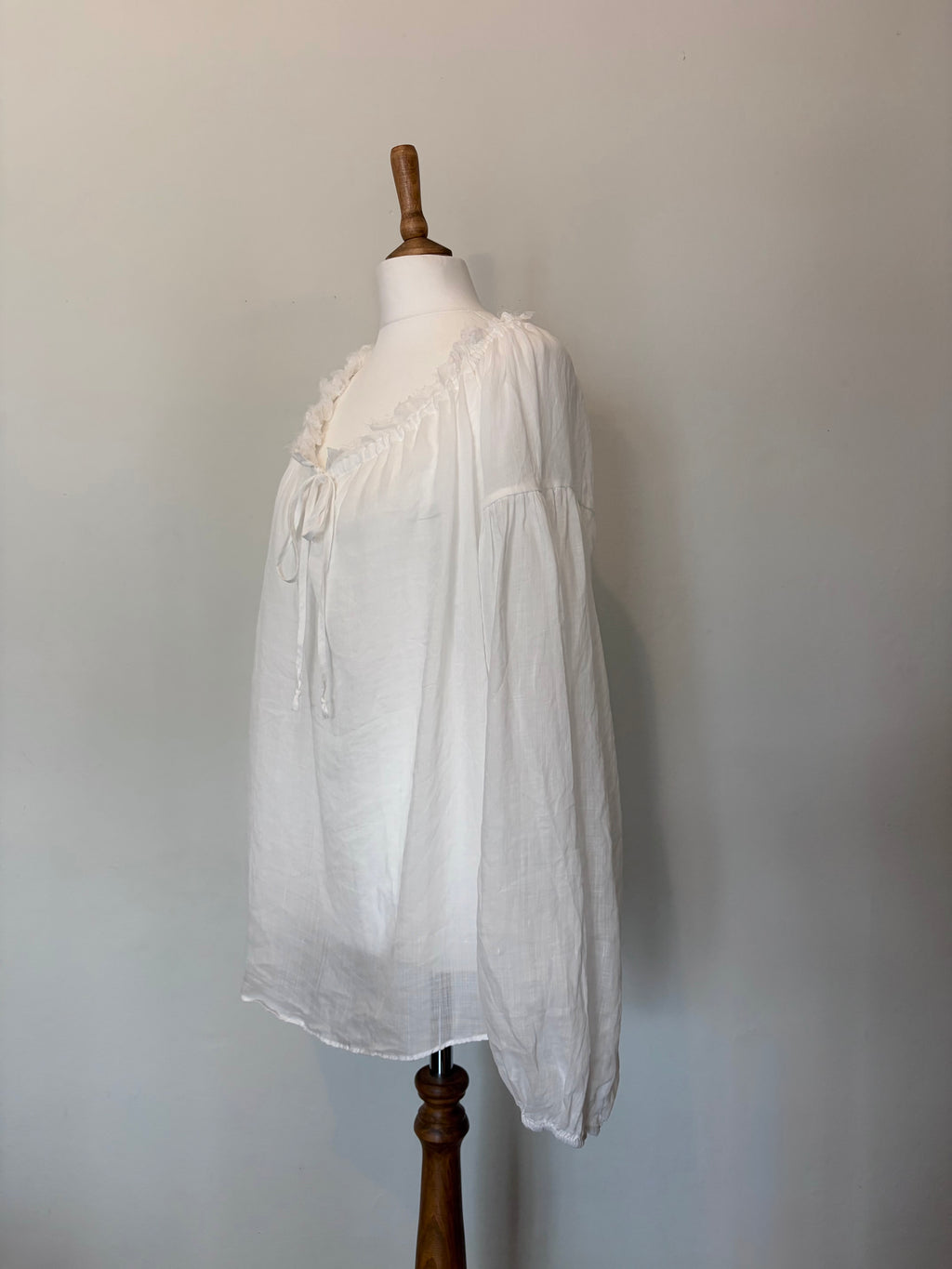 100% linen balloon sleeve blouse