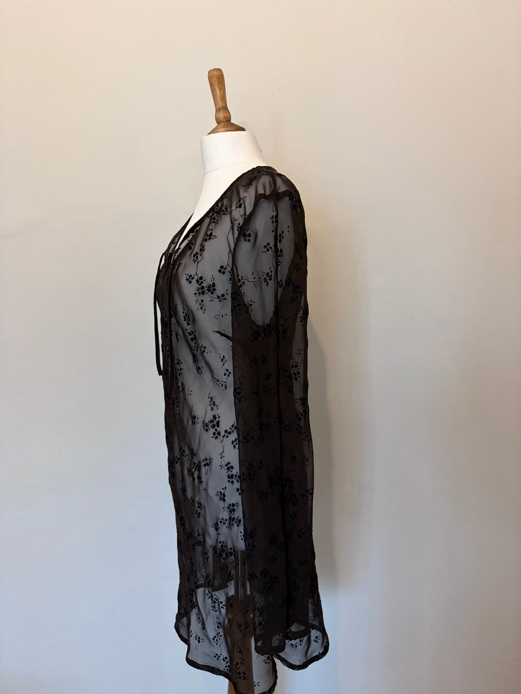 Sheer tunic dress with floral detail