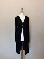 Black longline cardigan with pearl button