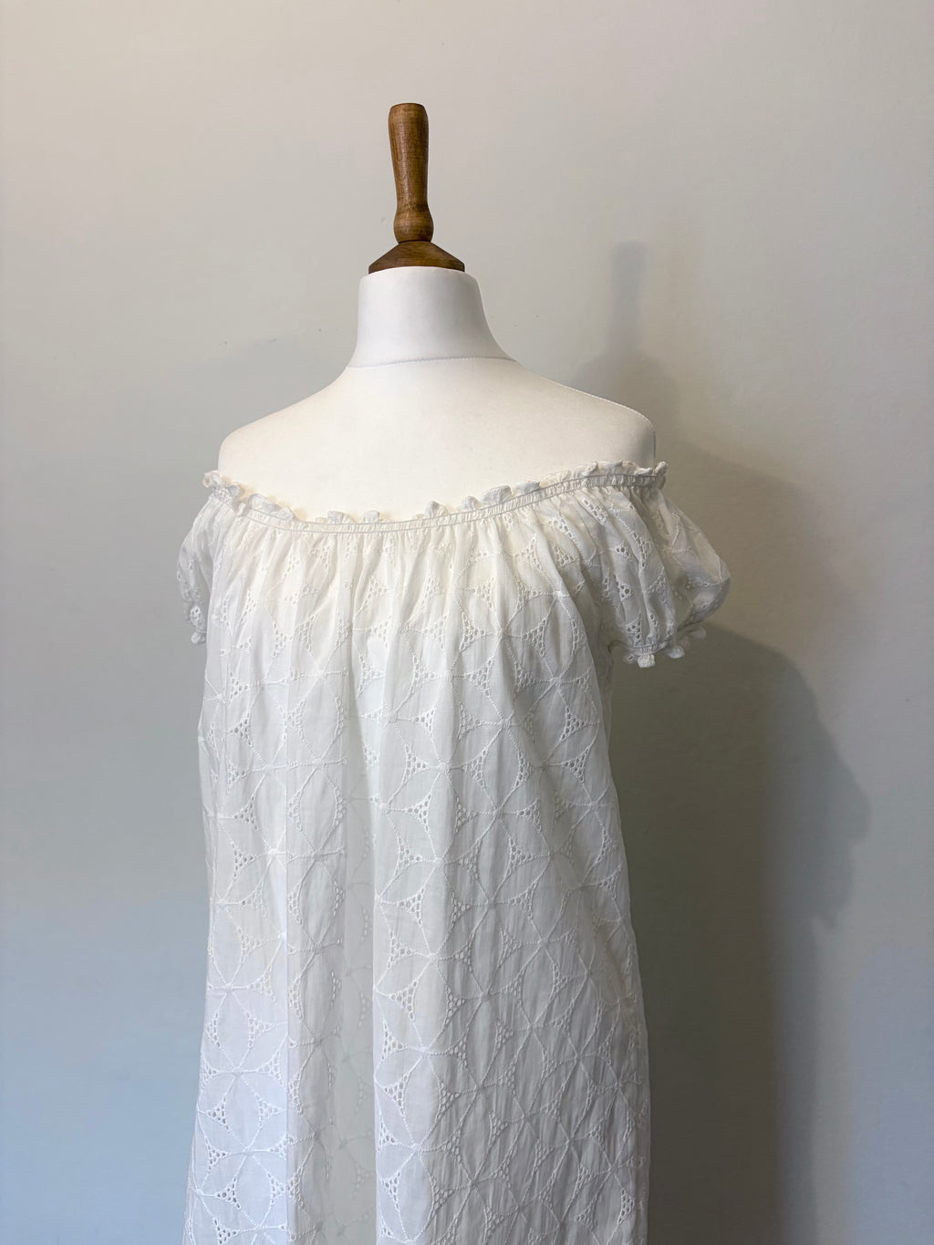 White cotton broderie anglaise dress