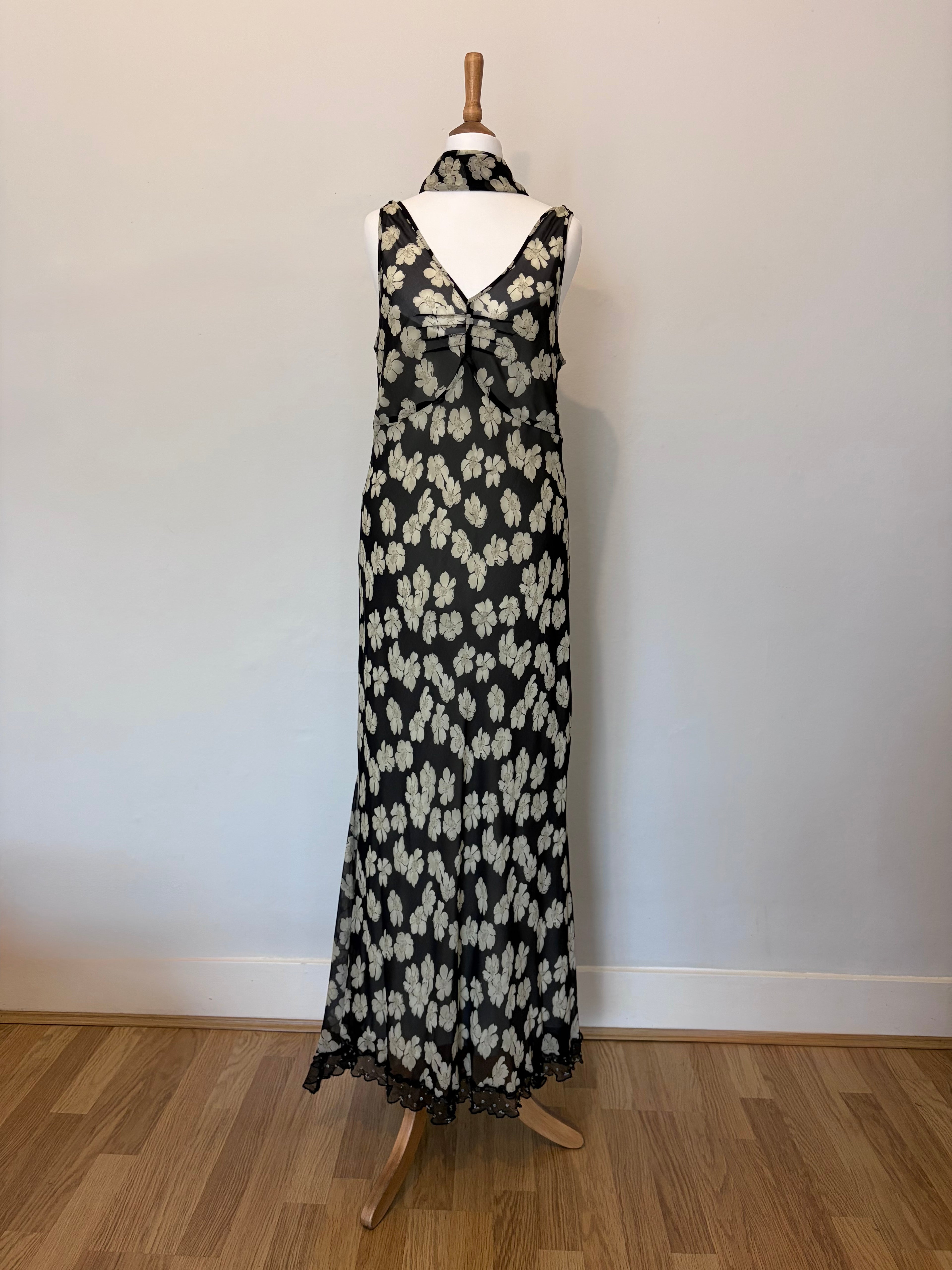 Floral maxi dress with matching scarf