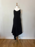 Cupro silk black cami dress with flowers