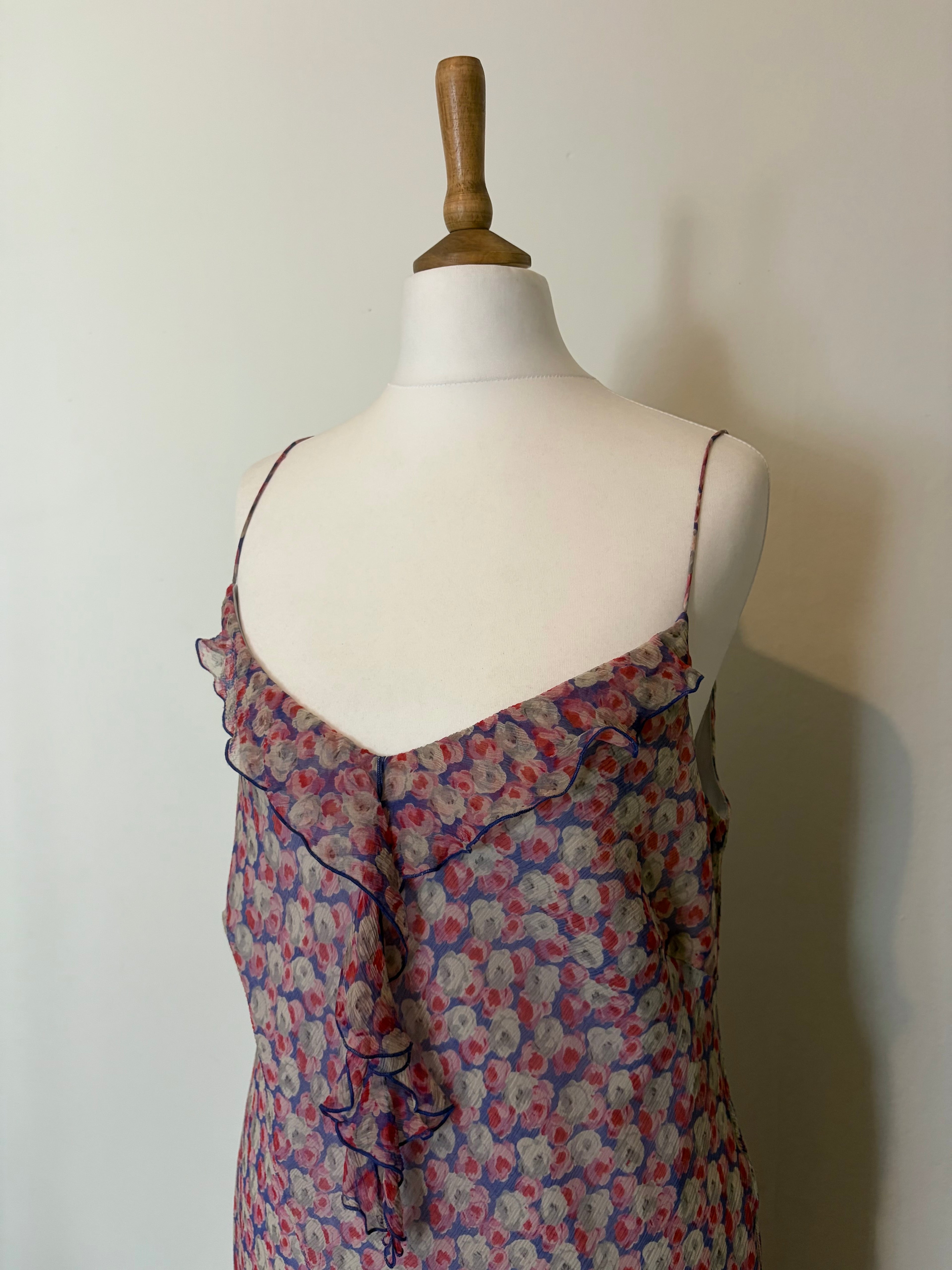 100% silk dress with ruffle detail