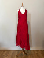 Red silk-blend midi dress
