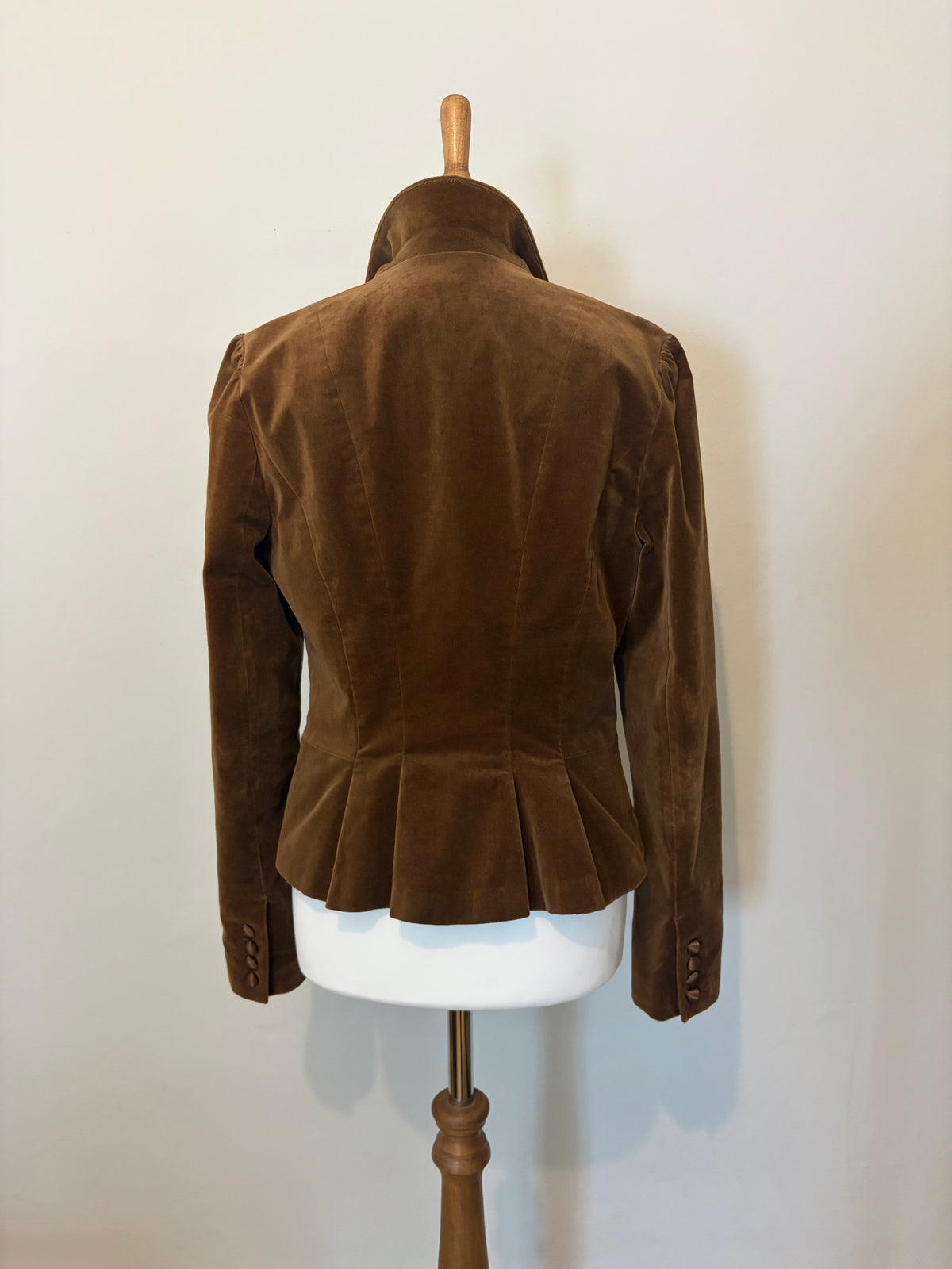 Brown button-up velvet jacket