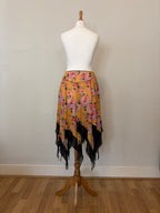 Floral midi skirt with asymmetric hem