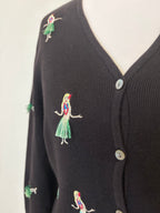 Hula girl embroidered cardigan