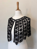 Vintage crochet beaded black cape
