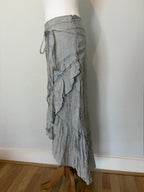 Ruffle detail silver floral skirt