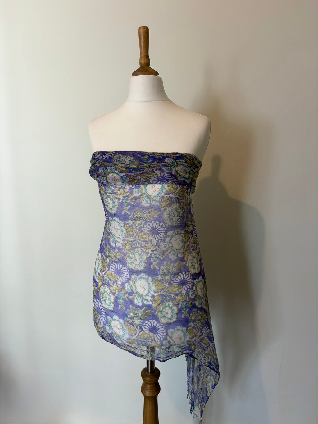 100% silk scarf with beaded trim