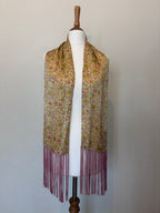 90s Pink tassel floral scarf