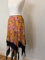 Floral midi skirt with asymmetric hem