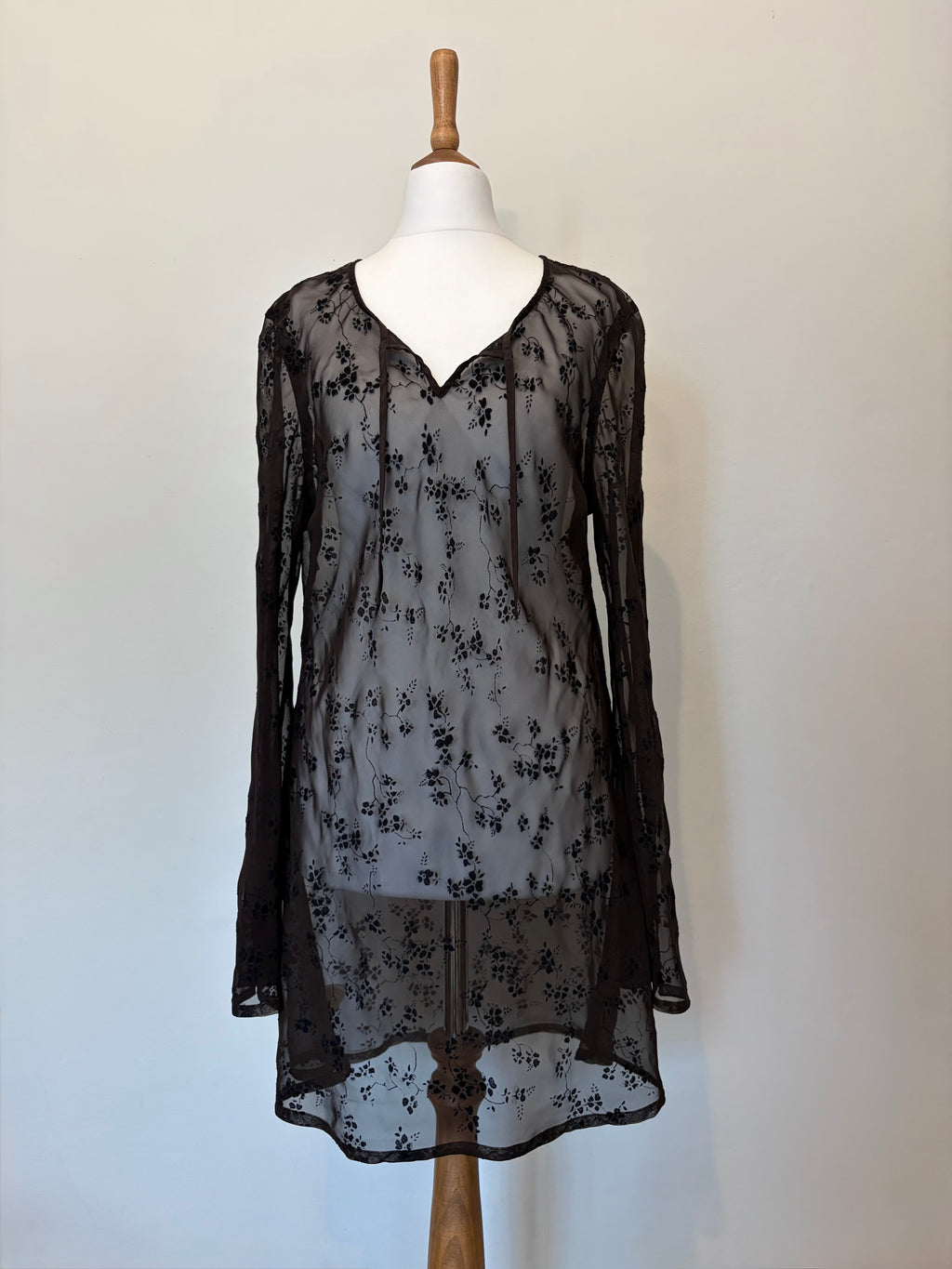 Sheer tunic dress with floral detail