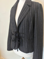 Wool pinstripe ribbon tie jacket