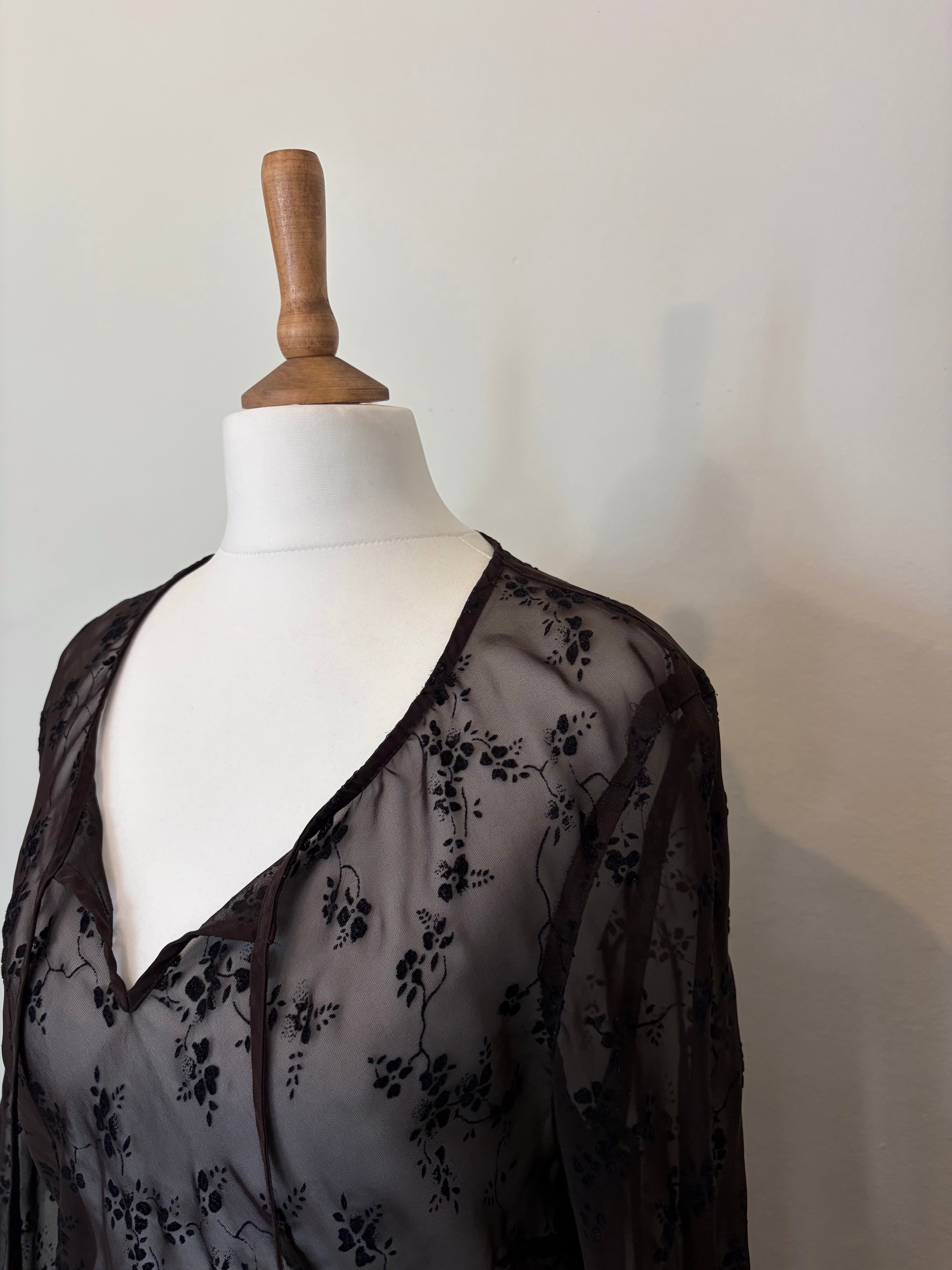 Sheer tunic dress with floral detail