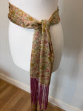 90s Pink tassel floral scarf
