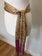 90s Pink tassel floral scarf