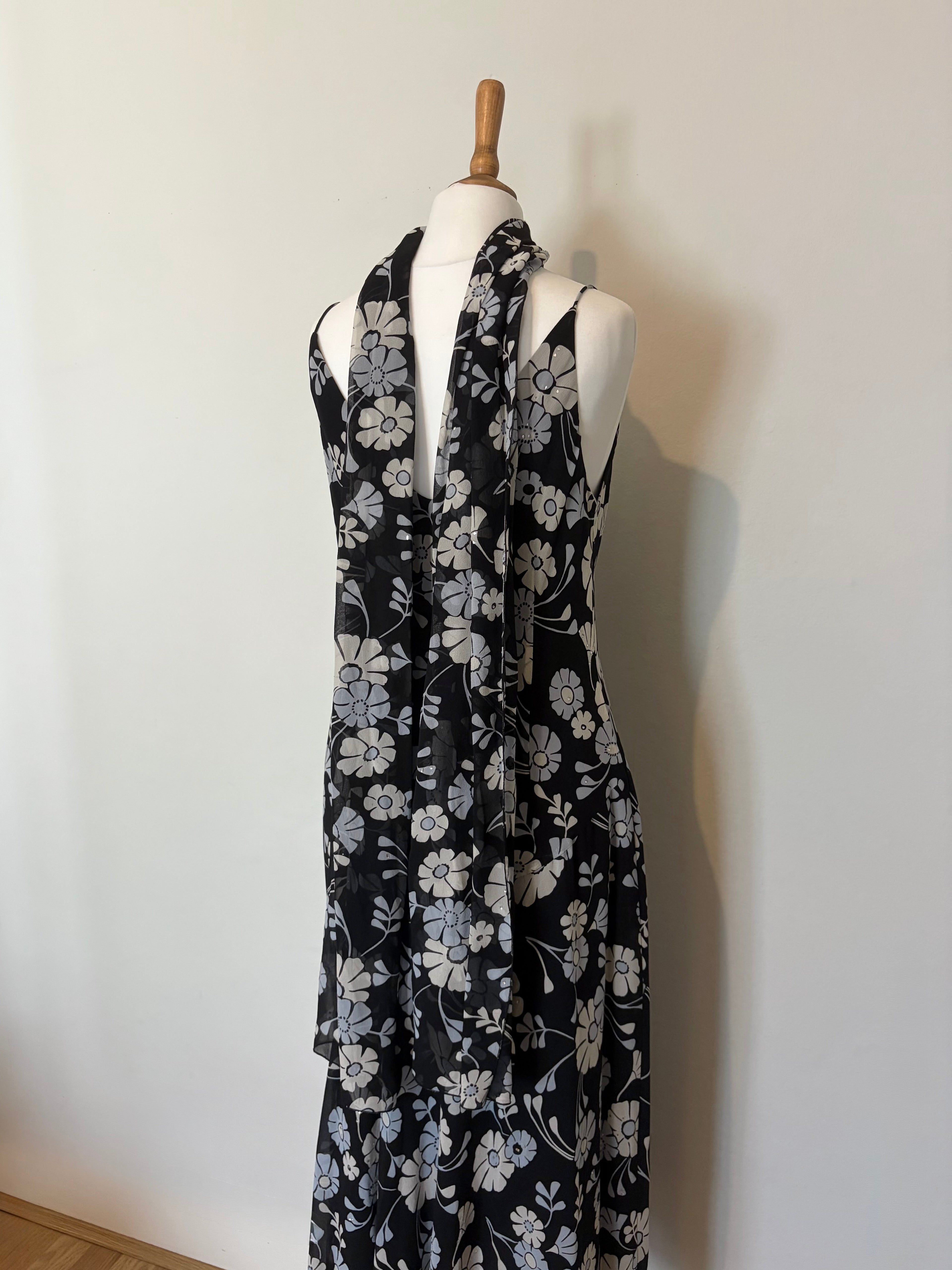 100% silk floral dress with matching scarf