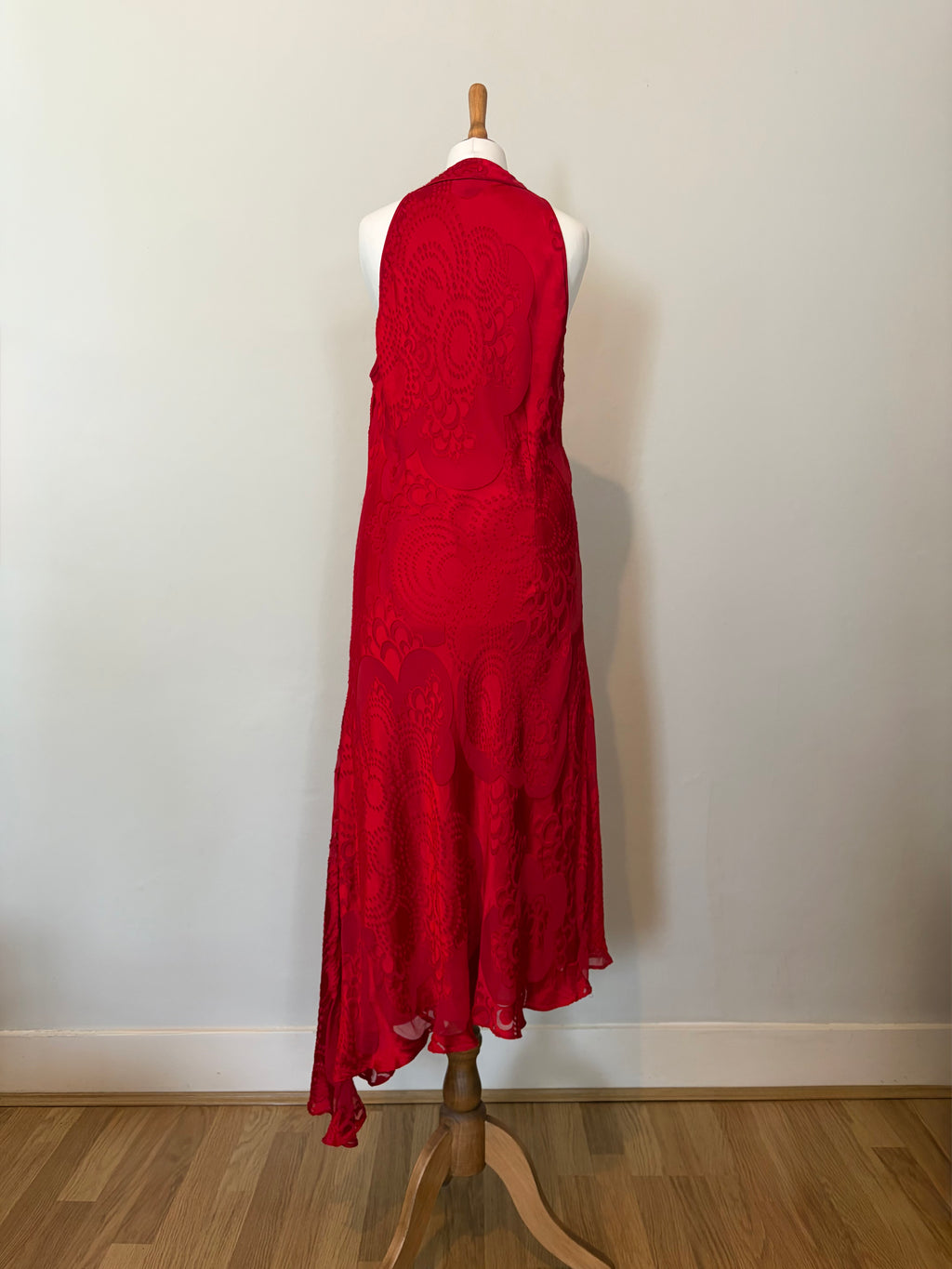 Red silk-blend midi dress