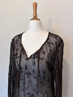 Sheer tunic dress with floral detail